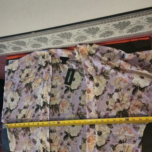 Steve Madden Long Sheer Lavender Floral Kimono Cardigan w/ Pockets One Size NWT - Picture 12 of 12